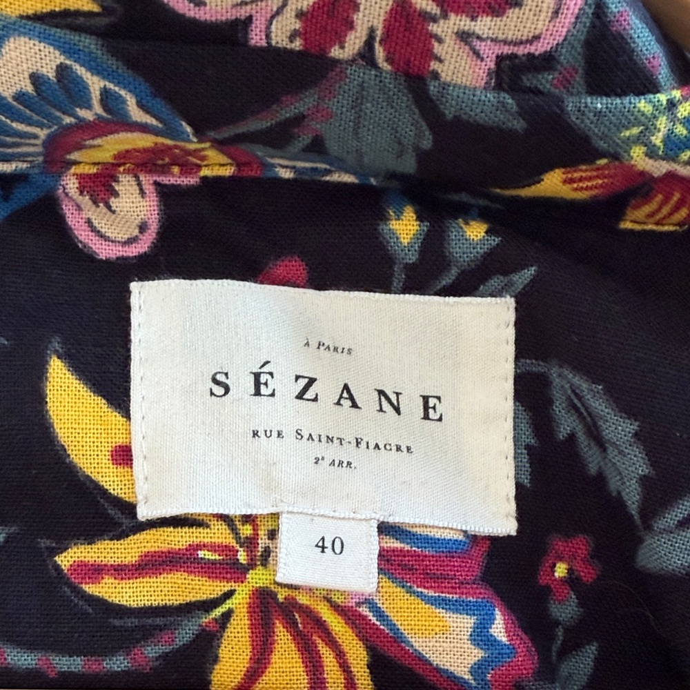 Sezane Jamy Colorful Floral Print Wrap Dress Size Medium 8 Spring Fall - Picture 6 of 6